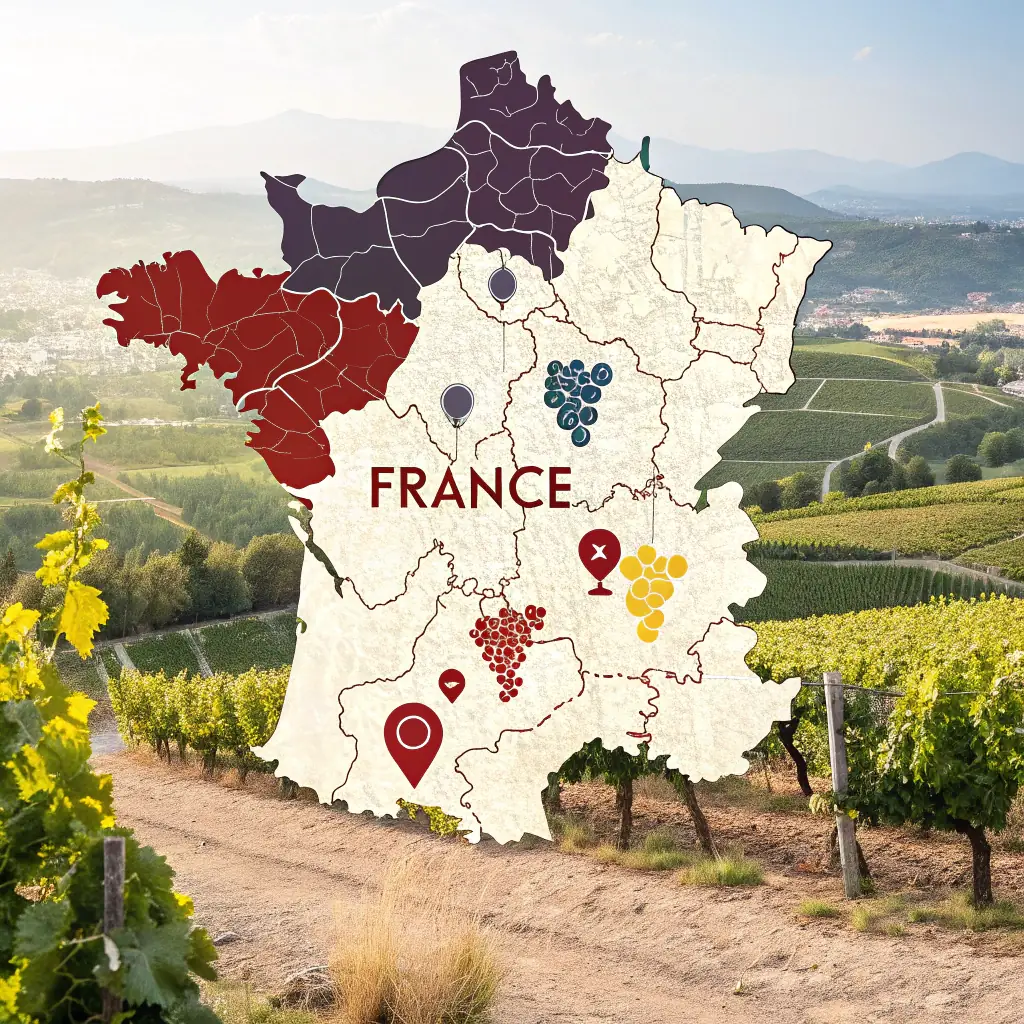 A global map highlighting Zhenlian.com's presence in major wine regions around the world.