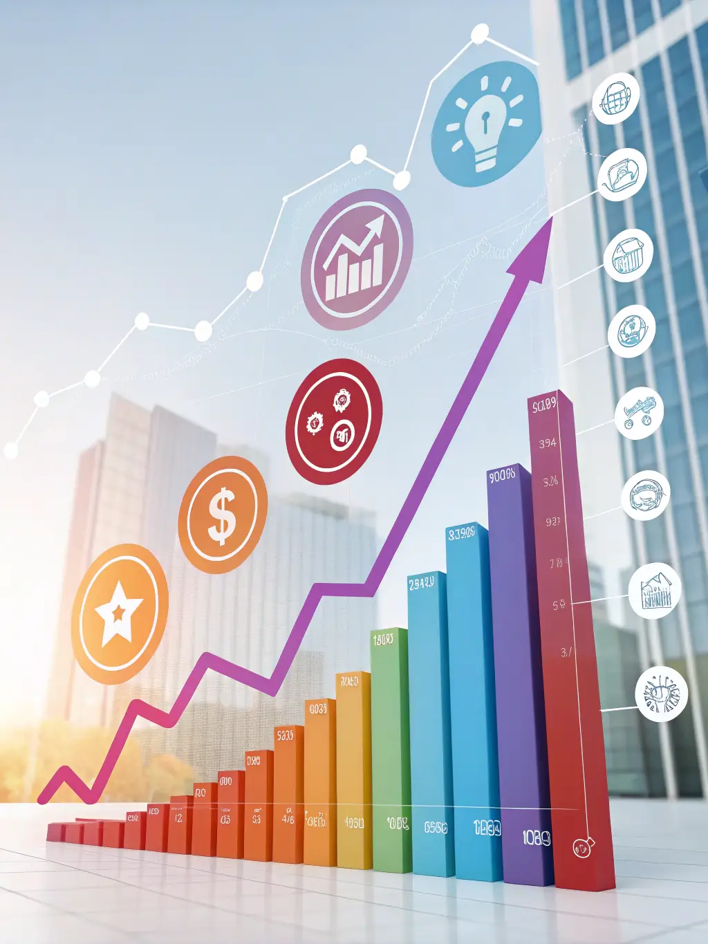 A graph showing a steady upward trend of repeat purchases, with wine bottles and digital tokens subtly integrated into the design, illustrating customer loyalty.
