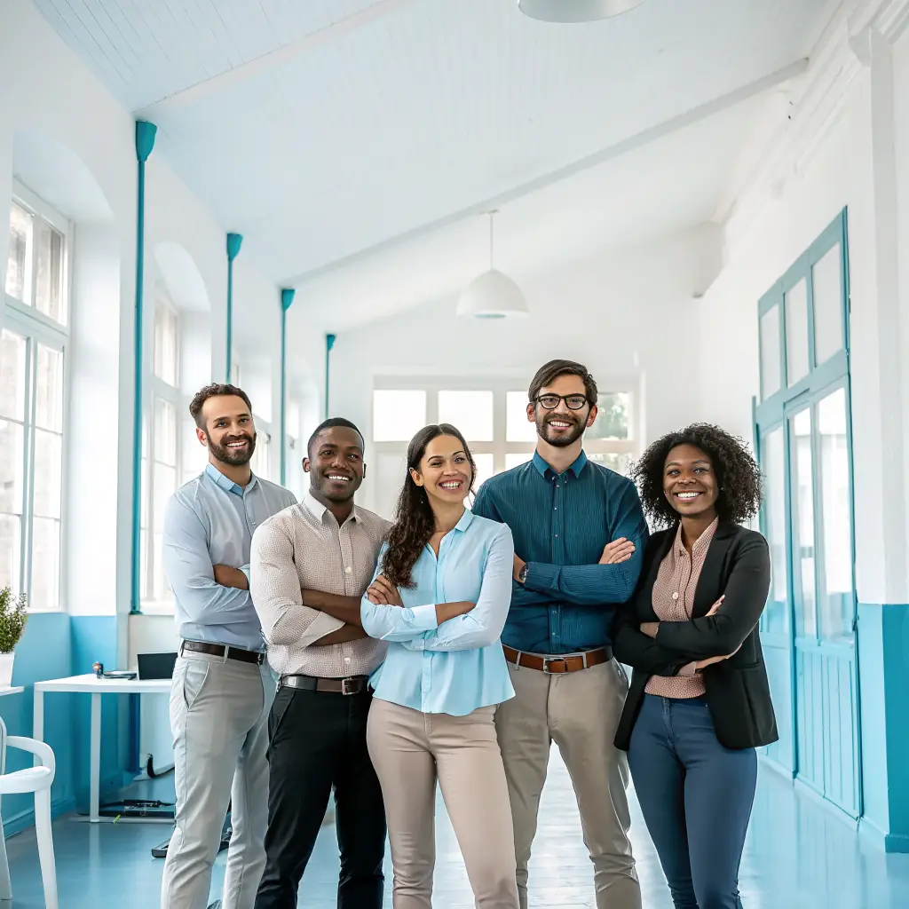 A photograph of the Zhenlian.com founding team at the company's inception.