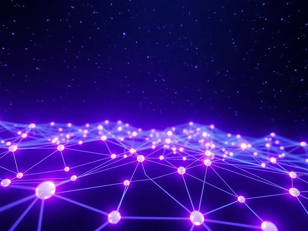 An artistic rendering of a secure blockchain network with wine bottles integrated into the design, illustrating 珍链金服's focus on financial services.