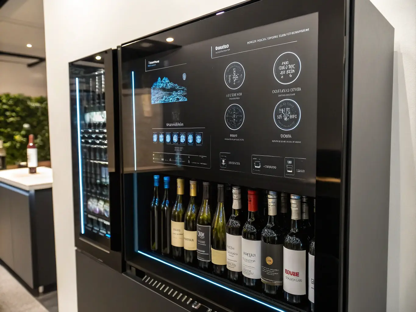A visually appealing image of a curated selection of fine wines displayed in a modern, digital interface, symbolizing 珍夏优品's consumer-focused digital asset ecosystem.