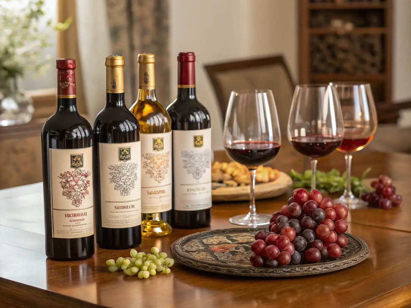 A high-quality image featuring a curated selection of fine wines, representing 珍夏优品's commitment to sourcing and distributing premium wine products.