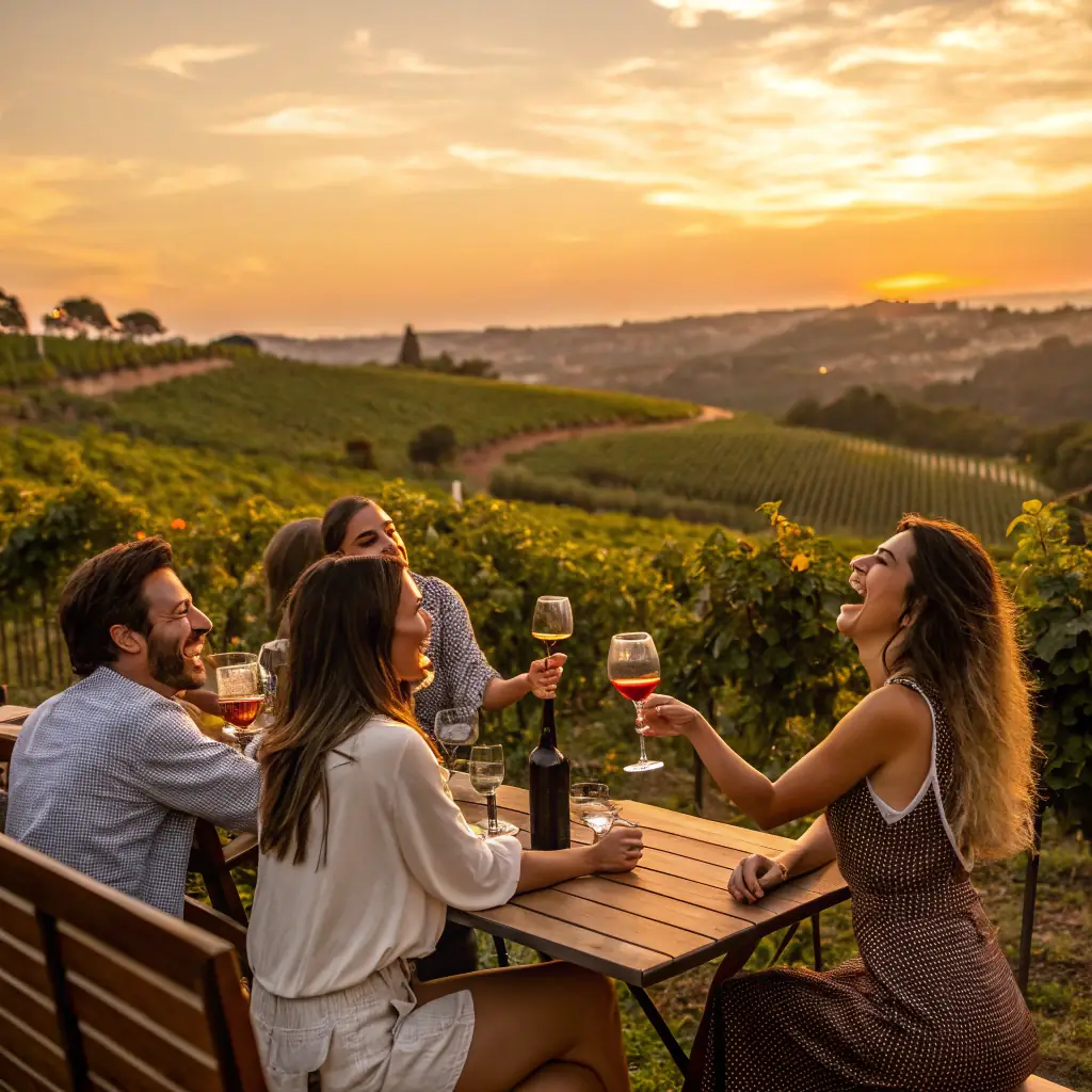 A photograph of a Zhenlian.com event showcasing the company's partnership with a renowned winery.
