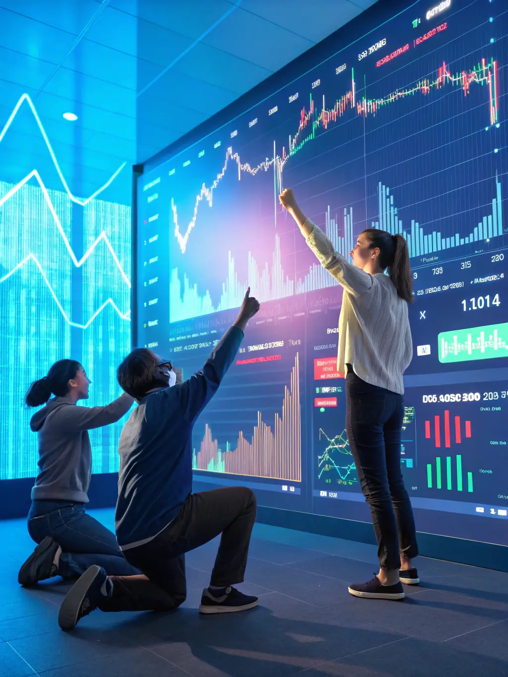 An image illustrating the Digital Rights Trading Market, showing various digital assets related to wine being traded on a platform. The image should convey the idea of a vibrant and diverse digital wine ecosystem.
