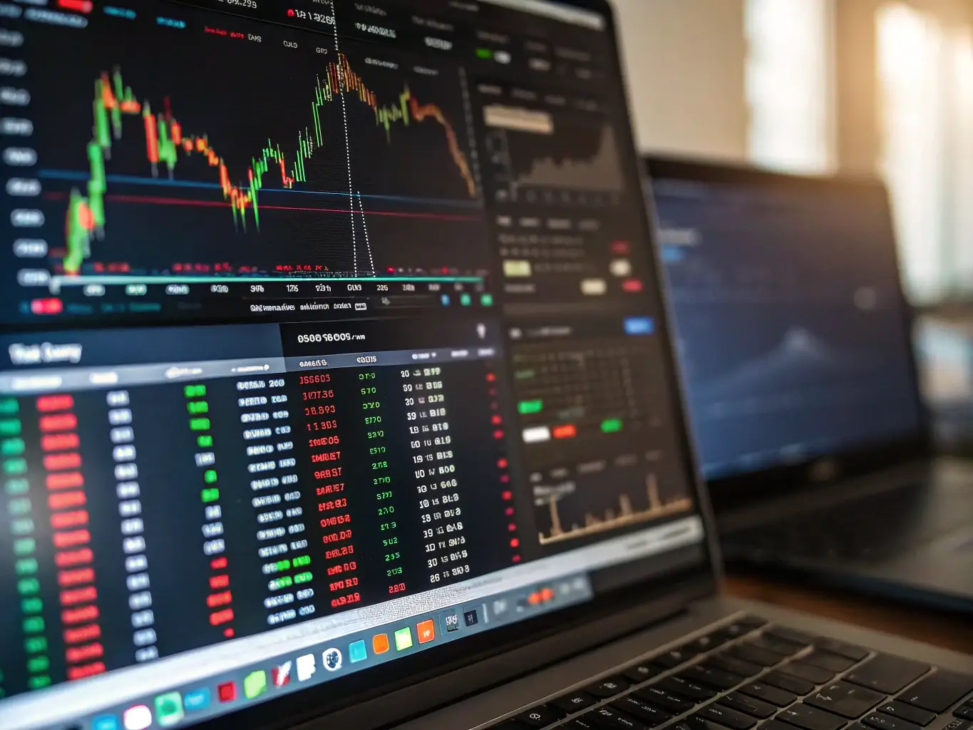 A dynamic graphic depicting a bustling digital exchange, showcasing the order book and AMM hybrid trading model used by the 珍链 exchange.
