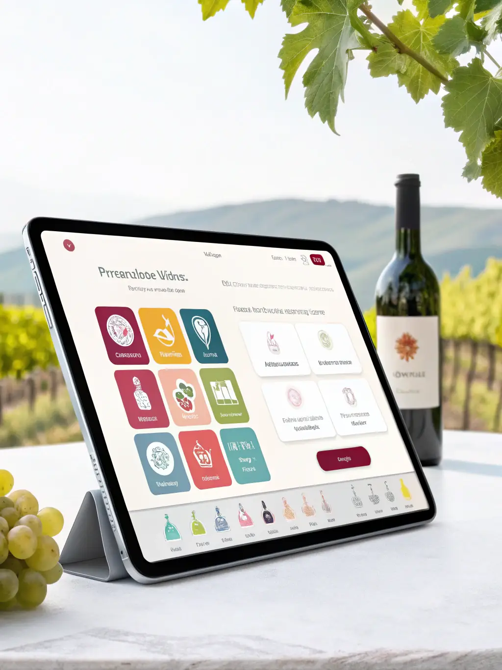 A visually appealing image of a user-friendly mobile app interface displaying fractional ownership of a rare vintage wine, highlighting the consumer-grade digital asset trading platform.