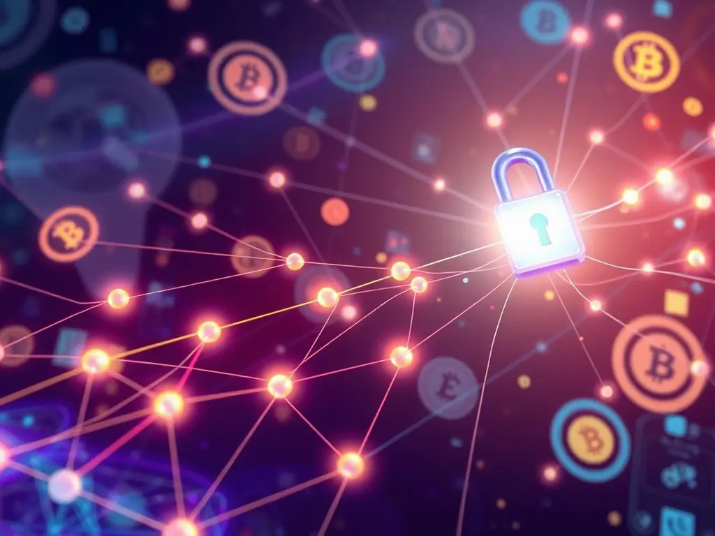 A digital representation of a wine bottle being transferred securely on a blockchain network, symbolizing the ease of asset transfer with RWA.